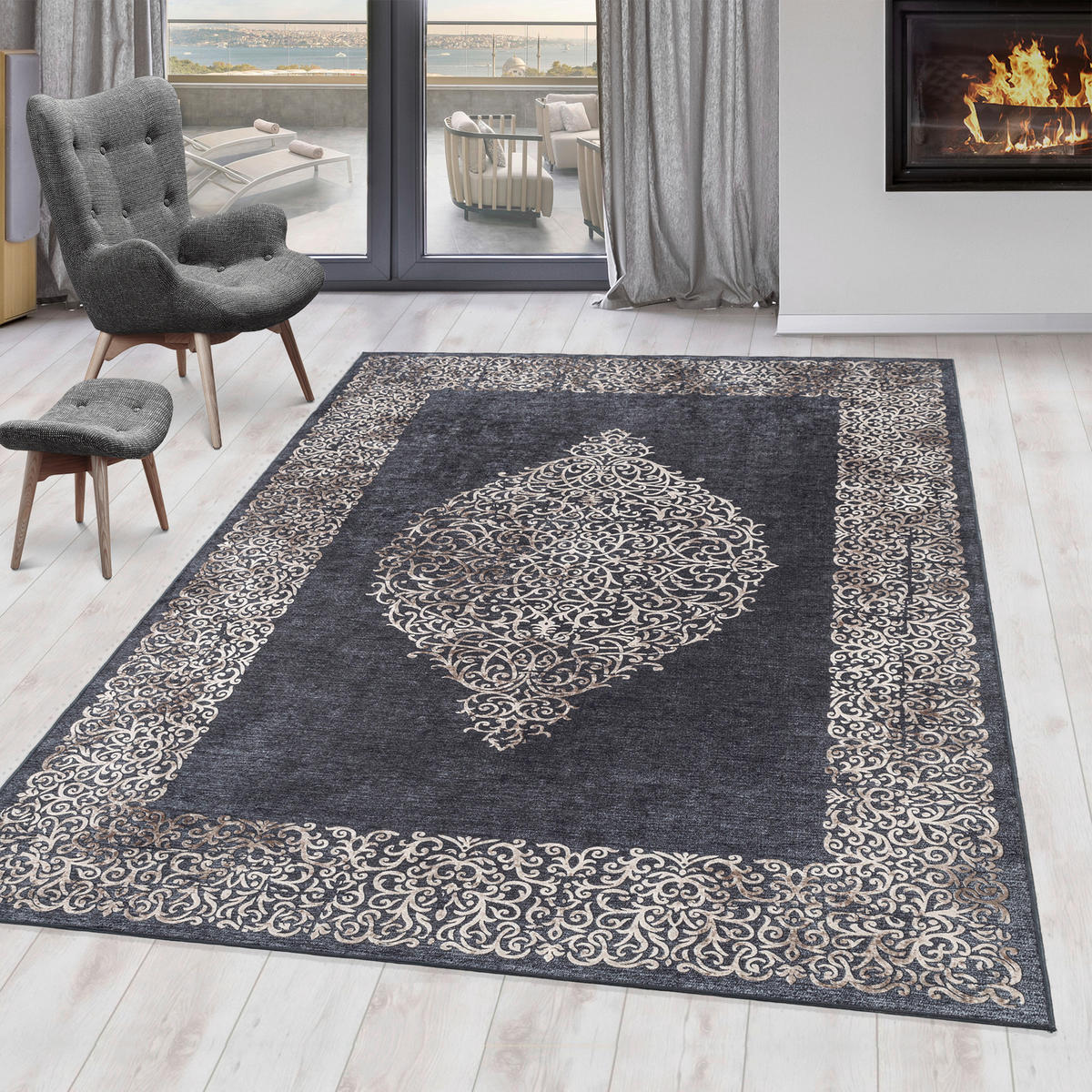 Ayyildiz Teppich FIESTA schwarz B/L: ca. 80x250 cm FIESTA - schwarz (80,00/250,00cm) - Ayyildiz