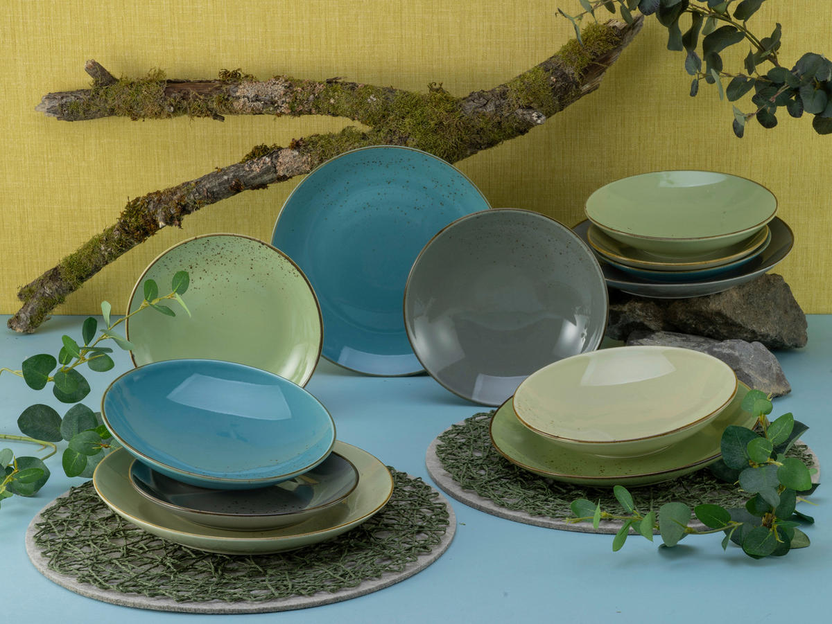 CreaTable Tafelservice NATURE COLLECTION multicolor Steinzeug 12 tlg. NATURE COLLECTION - multicolor - CreaTable