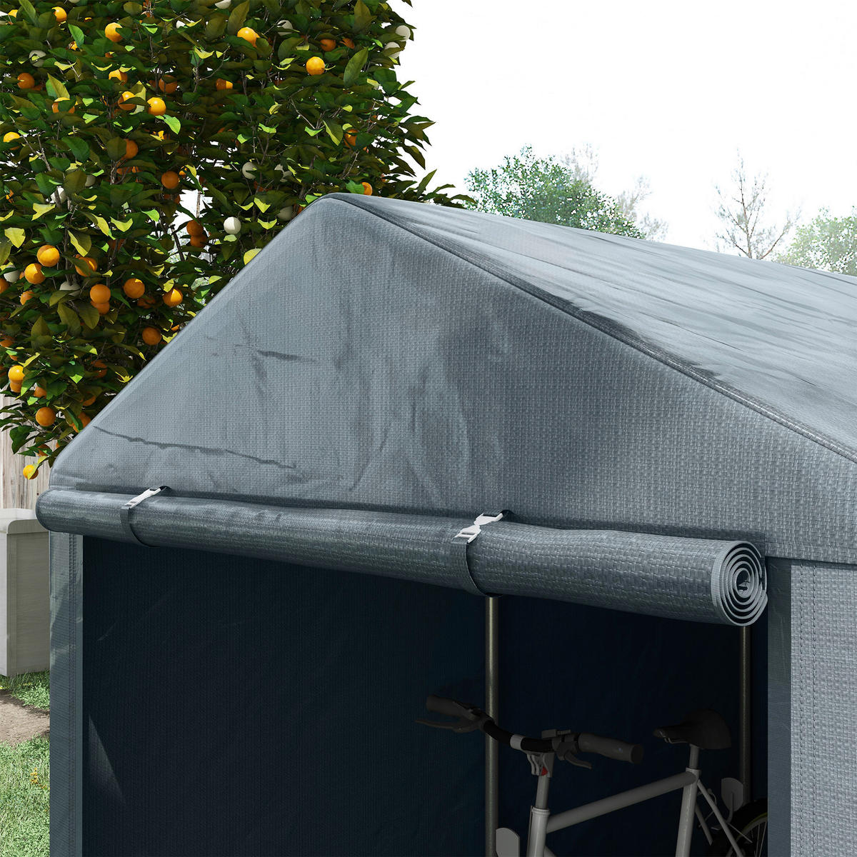 Outsunny Garagenzelt dunkelgrau Polyester B/H/L: ca. 218x172x160 cm Garagenzelt - dunkelgrau (160,00/218,00/172,00cm) - Outsunny