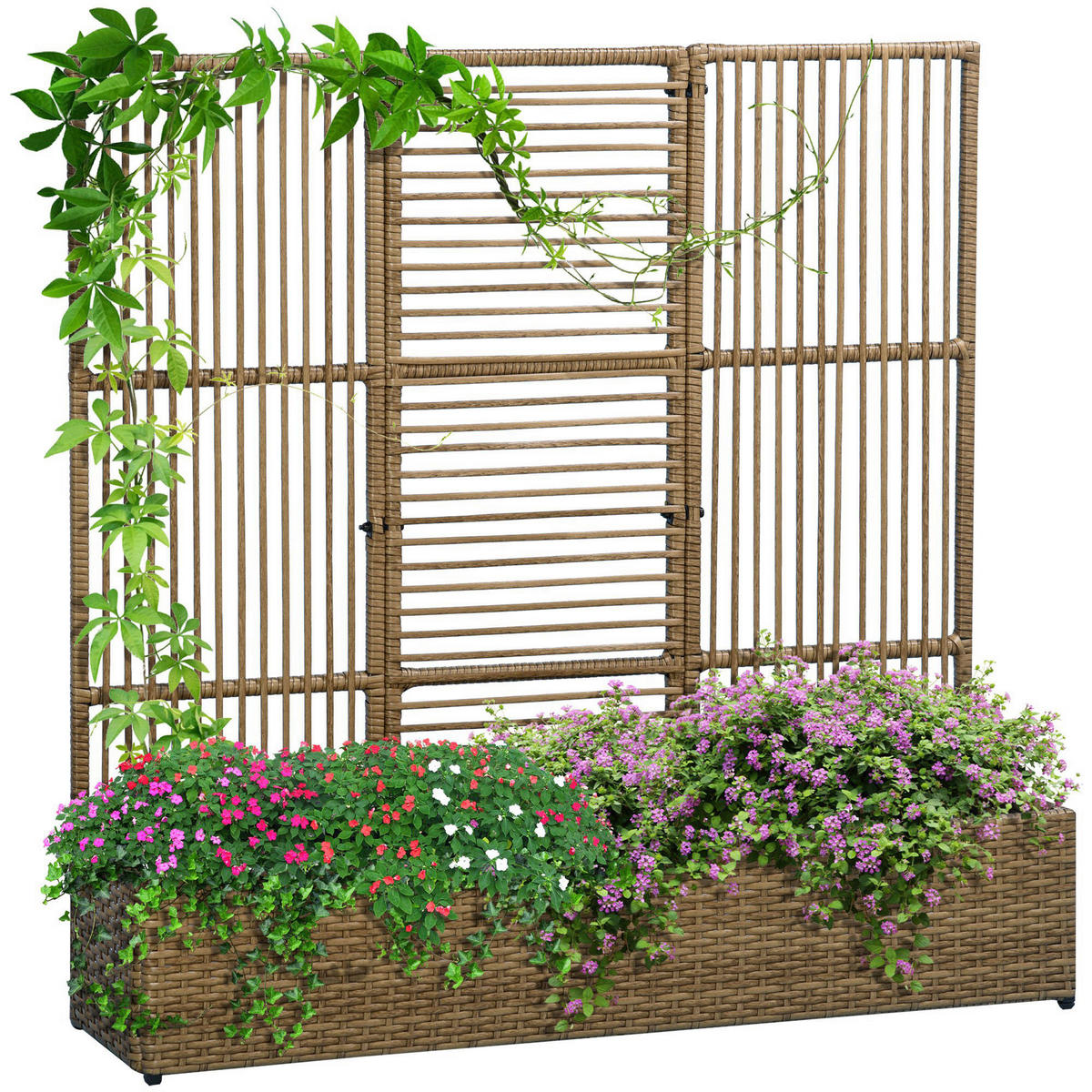 Outsunny Blumenkasten sand Polyrattan B/H/L: ca. 103x29x103 cm Blumenkasten - sand (103,00/103,00/29,00cm) - Outsunny