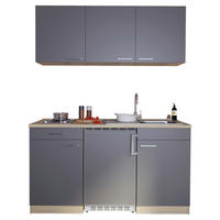 Respekta Singleküche Economy grau matt B/H/T: ca. 150x200x60 cm Economy - Eiche/Alu (150,00/200,00/60,00cm) - Respekta