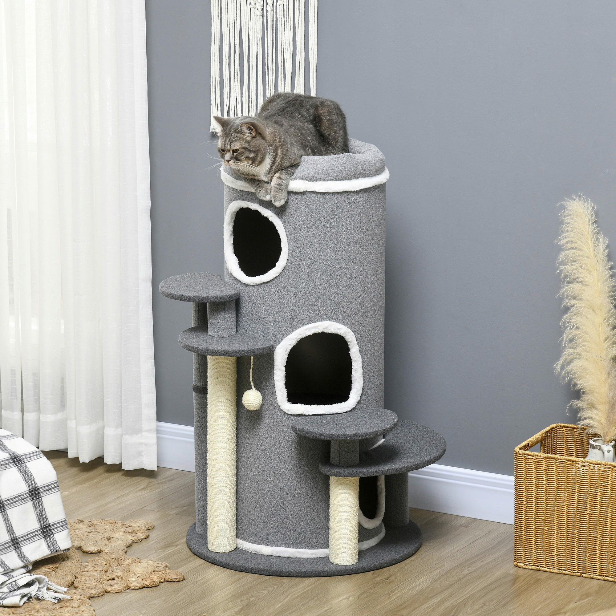 PawHut Kratzbaum grau Sisal B/H/L: ca. 57x99x57 cm Kratzbaum - grau (57,00/57,00/99,00cm) - PawHut