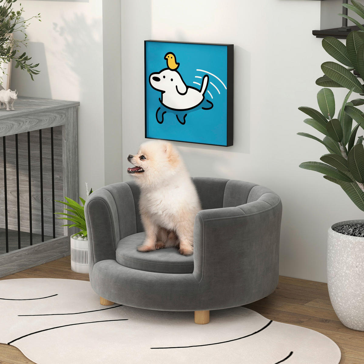 PawHut Hundesofa grau Polyester B/H/L: ca. 64x37x65 cm Hundesofa - grau (65,00/64,00/37,00cm) - PawHut