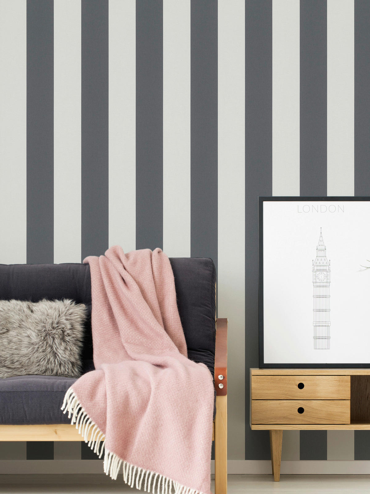 A.S.Creation Vliestapete Black & White Streifen grau weiß B/L: ca. 53x1005 cm Black & White - weiß/grau (53,00/1005,00cm) - A.S.Creation