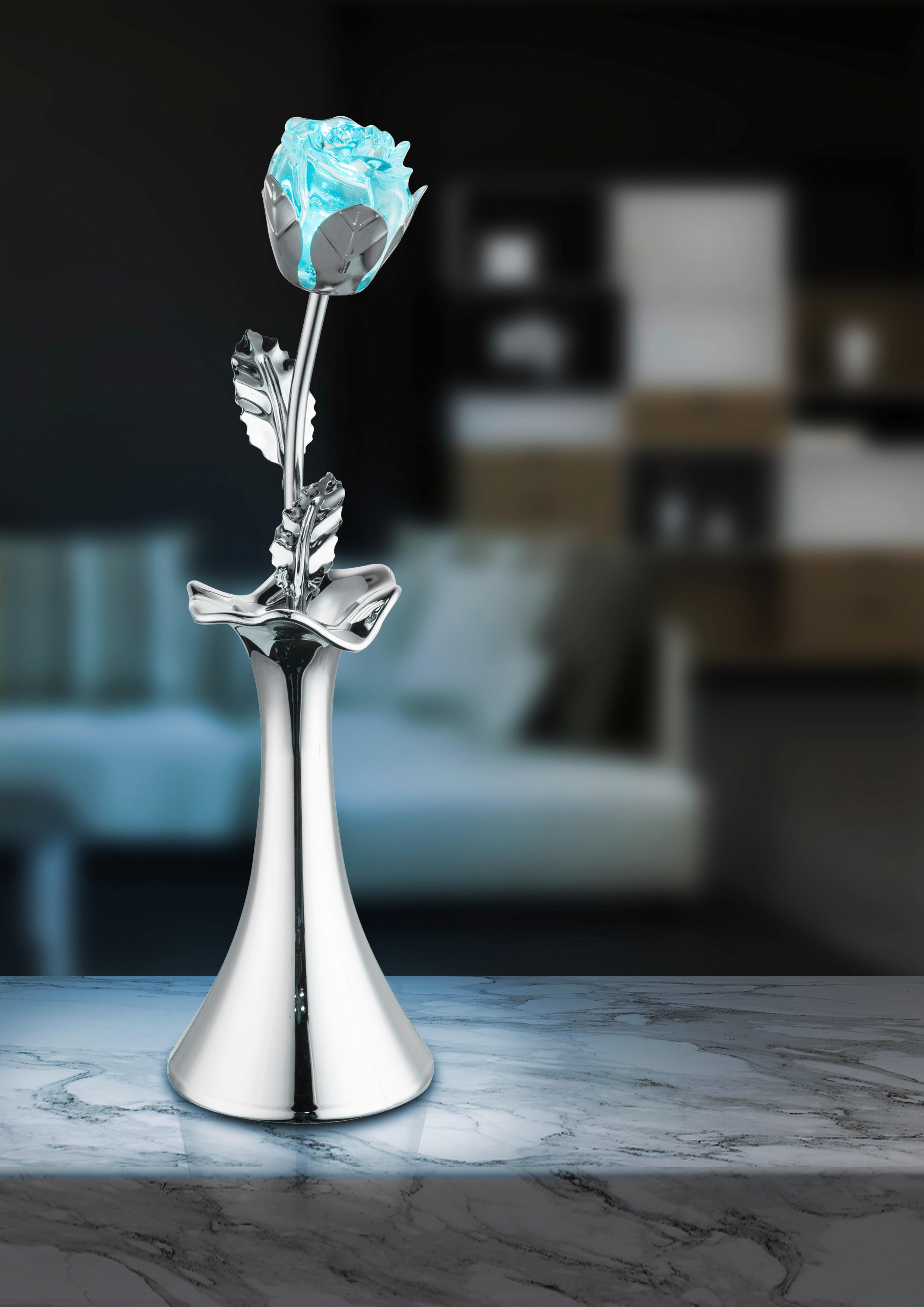 Thumbnail - GLOBO Tischleuchte Rosi Chrom klar Metall Acryl H/D: ca. 29x8 cm