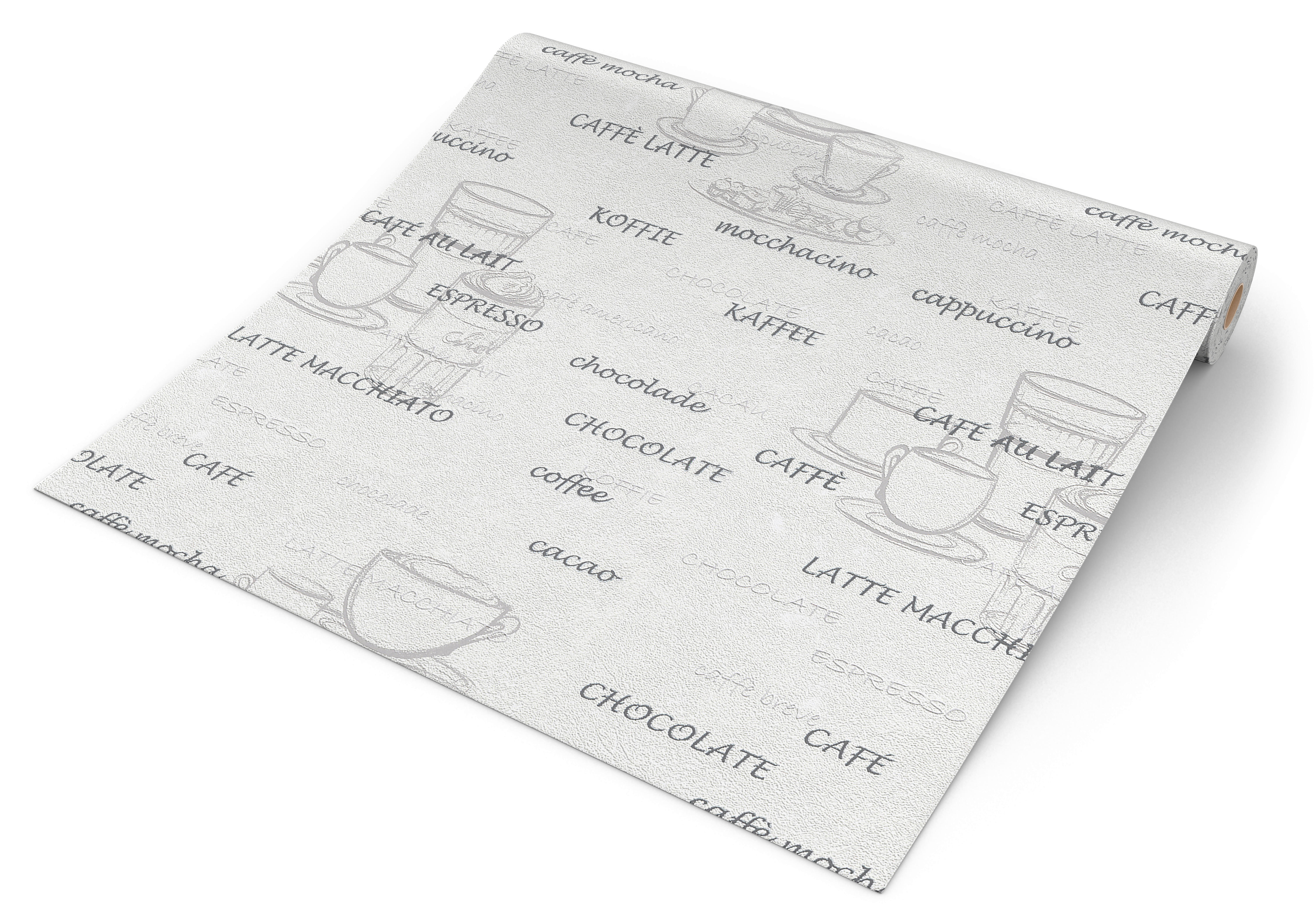 Vliestapete Kaffee weiß silber B/L: ca. 53x1005 cm Vliestapete_770421 VW15 oben - weiß/silber (53,00/1005,00cm)