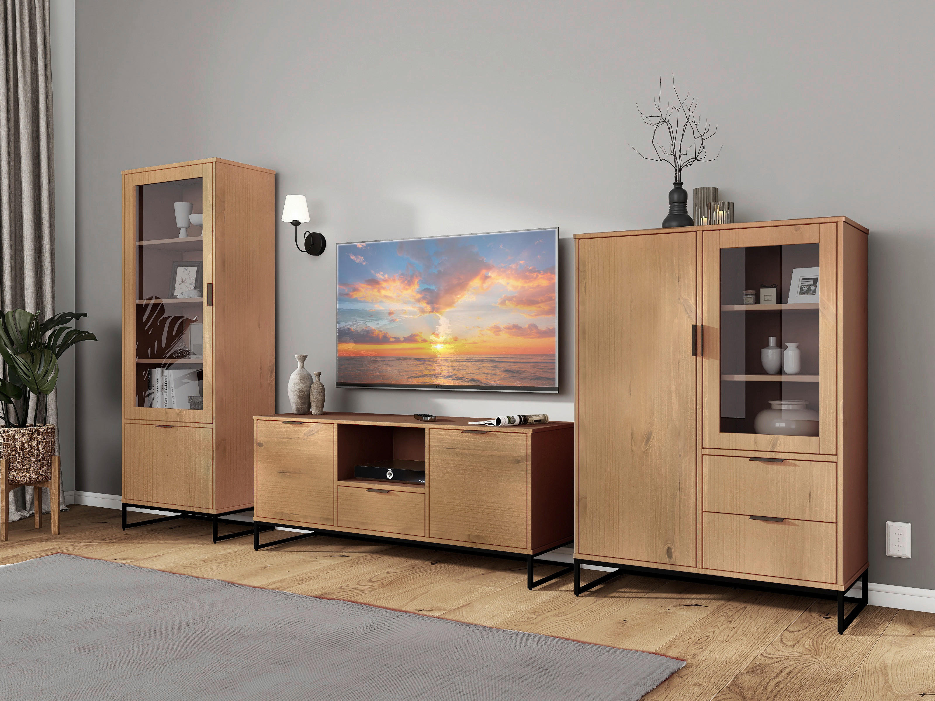 TV-Board Vivo 2T1S Oak lackiert B/H/L: ca. 45,3x50x150 cm Vivo 2T1S - Oak (150,00/45,30/50,00cm) - Inter Link