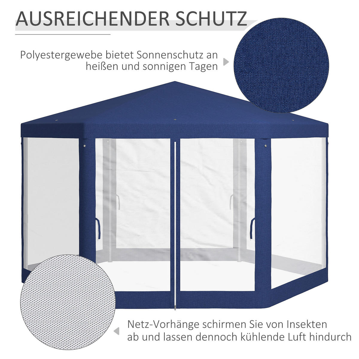 Outsunny Pavillon blau Polyester B/H/L: ca. 341,2x250x394 cm Pavillon - blau (394,00/341,20/250,00cm) - Outsunny