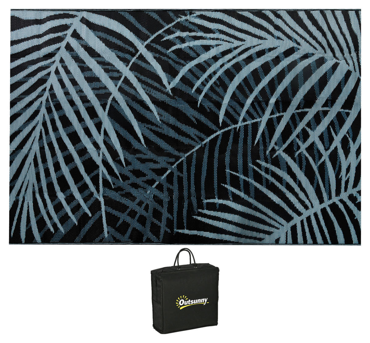 Outsunny Outdoor-Teppich schwarz B/H/L: ca. 274x182x0,3 cm Outdoor-Teppich - blau/schwarz (0,30/274,00/182,00cm) - Outsunny