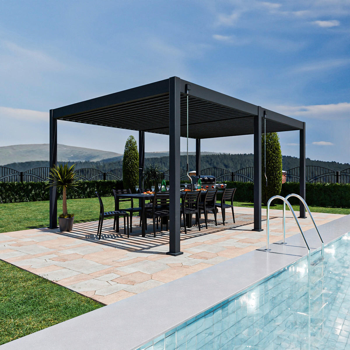 PergoLine Pergola Superior anthrazit Aluminium B/H/L: ca. 530x255x360 cm Superior - anthrazit (360,00/530,00/255,00cm) - PergoLine