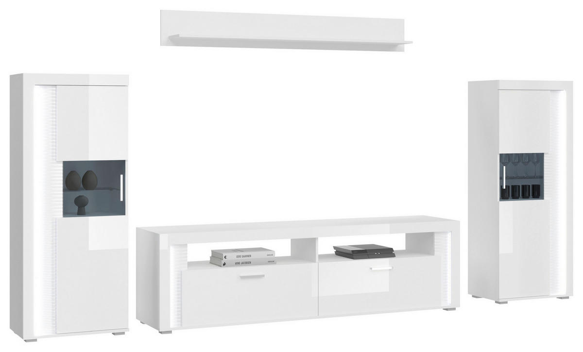 Standvitrine Skylight weiß weiß Hochglanz B/H/T: ca. 60x202x37 cm Skylight - weiß (60,00/202,00/37,00cm)