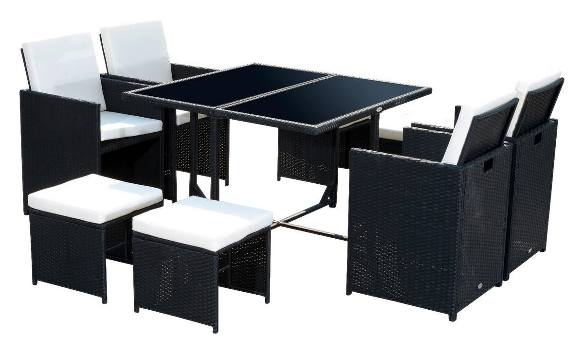 Outsunny Sitzgruppe schwarz Polyrattan Polyrattan_Sitzgruppe - schwarz - Outsunny