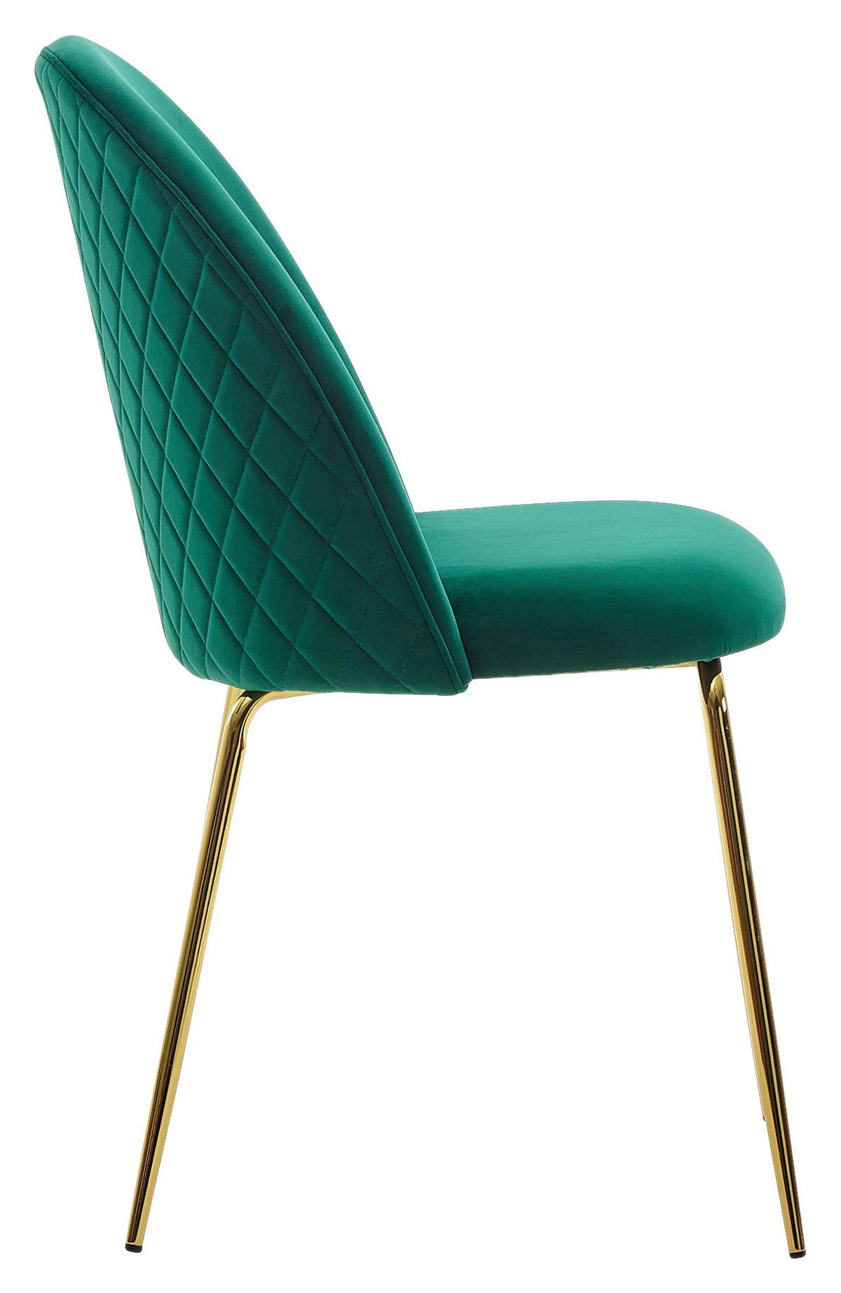 Stuhl 2er-Set grün gold Stoff Eisen B/H/T: ca. 53x86x50 cm 2er-Set - gold/grün (53,00/86,00/50,00cm) - Wohnling