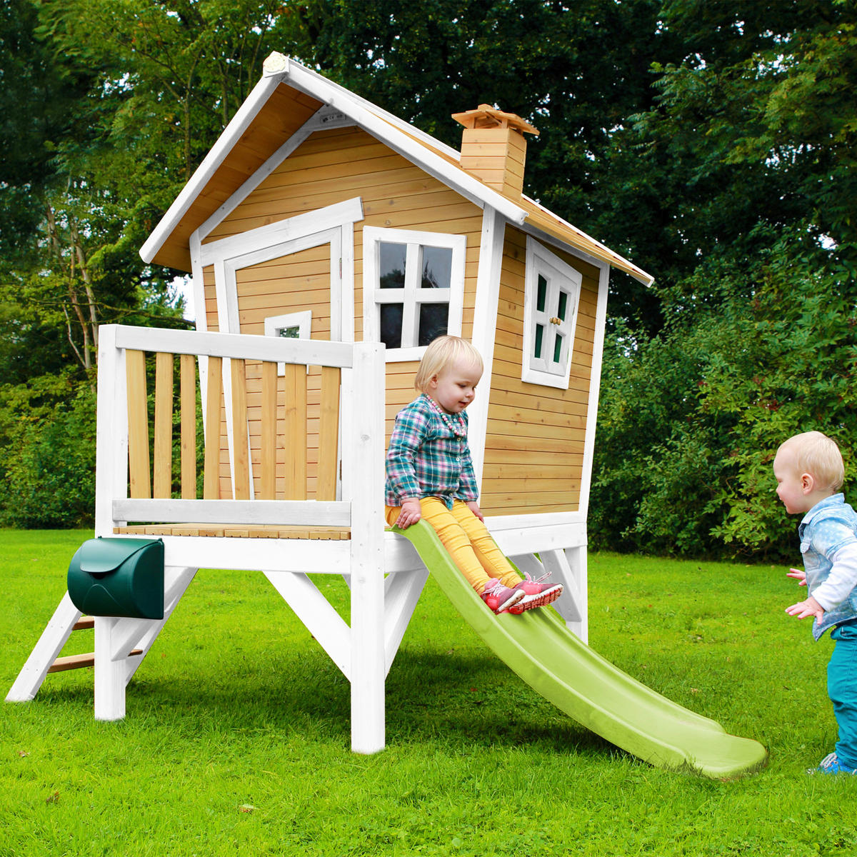 AXI Spielhaus Robin braun B/H/L: ca. 264x203x177 cm Robin - braun/weiß (177,00/264,00/203,00cm) - AXI