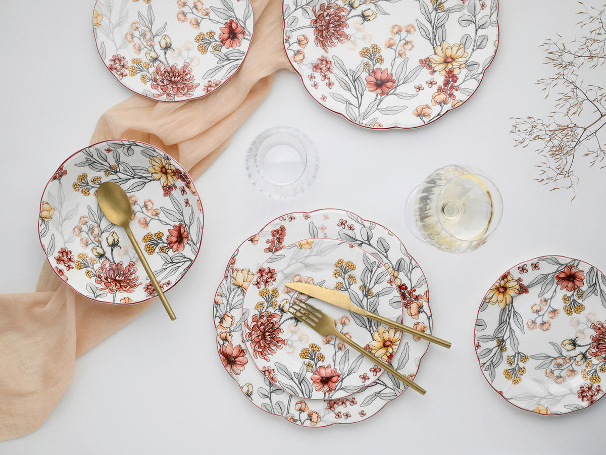 CreaTable Tafelservice Fiore bunt Steingut 12 tlg. Fiore - bunt - CreaTable