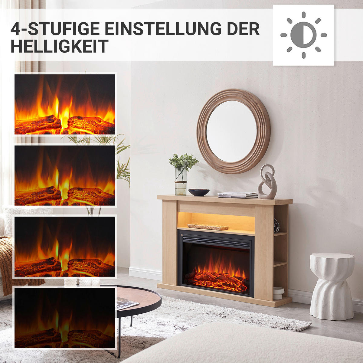Balderia Elektrischer-Kamin Ruby EF376A-MT376E-NO braun B/H/L: ca. 28x88x130 cm ca. 2000 W Elektro-Kamin Ruby - braun (130,00/28,00/88,00cm) - Balderia