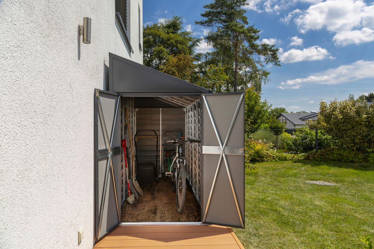 Spacemaker Anlehngerätehaus 4x7 grau B/H/T: ca. 203x208x124 cm 4x7 - grau (203,00/208,00/124,00cm) - Spacemaker