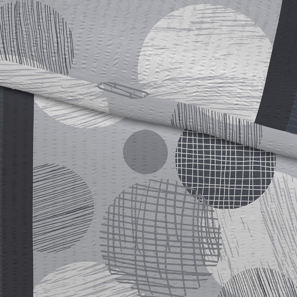 Microfaser Bettwäsche Seersucker Bettwäsche_Seersucker Lenn.200x200 - schwarz/grau (200,00/200,00cm)