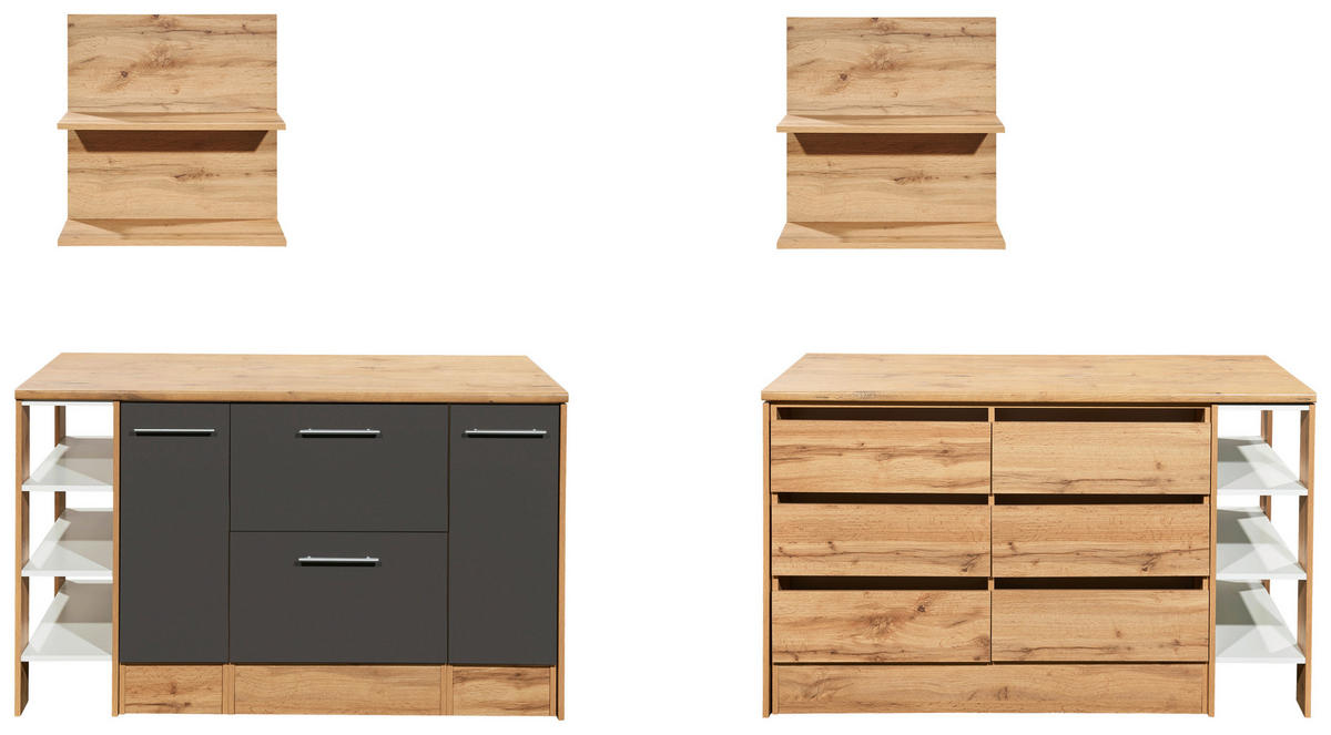 Respekta Küchenblock Hilde grau matt B/H/T: ca. 150x90x90 cm Hilde - Eiche/grau (150,00/90,00/90,00cm) - Respekta