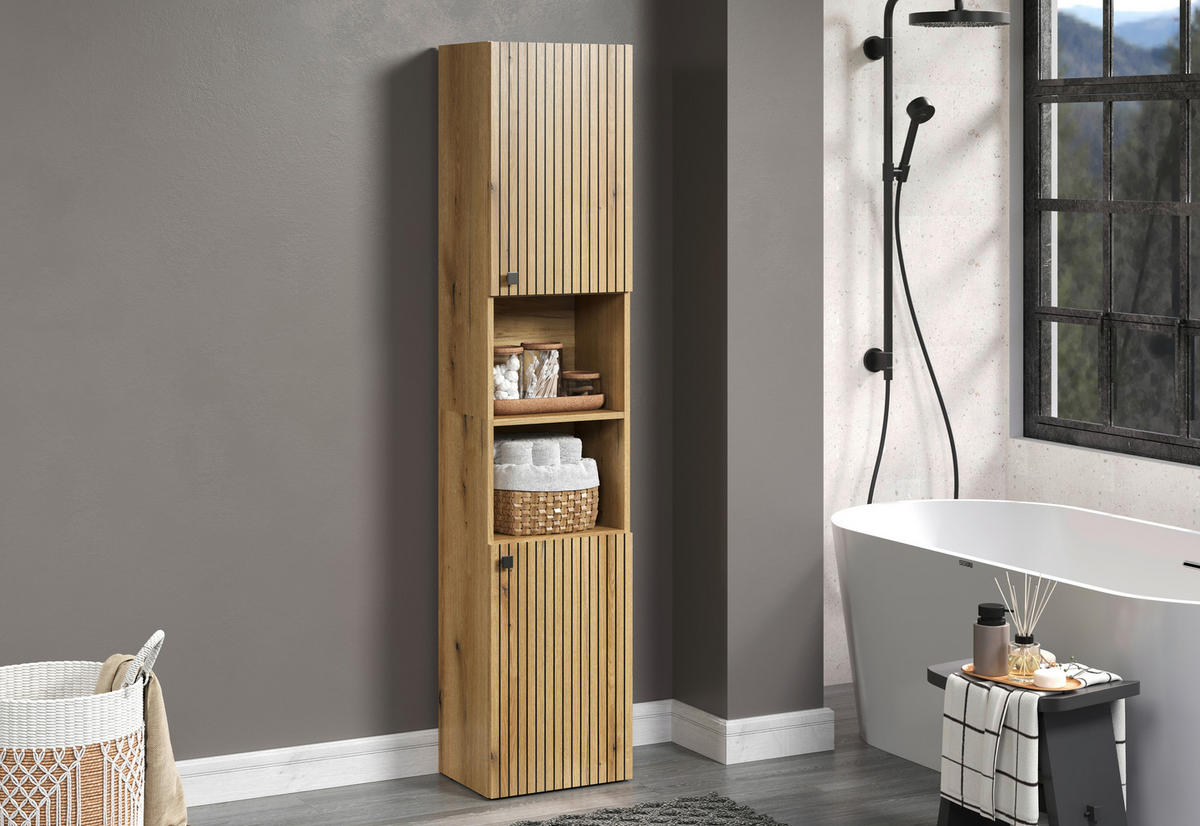 Hochschrank Pure Bliss Eiche Evoke Oak Nachbildung schwarz B/H/T: ca. 40x186x31 cm Pure Bliss - Eiche/schwarz (40,00/186,00/31,00cm)