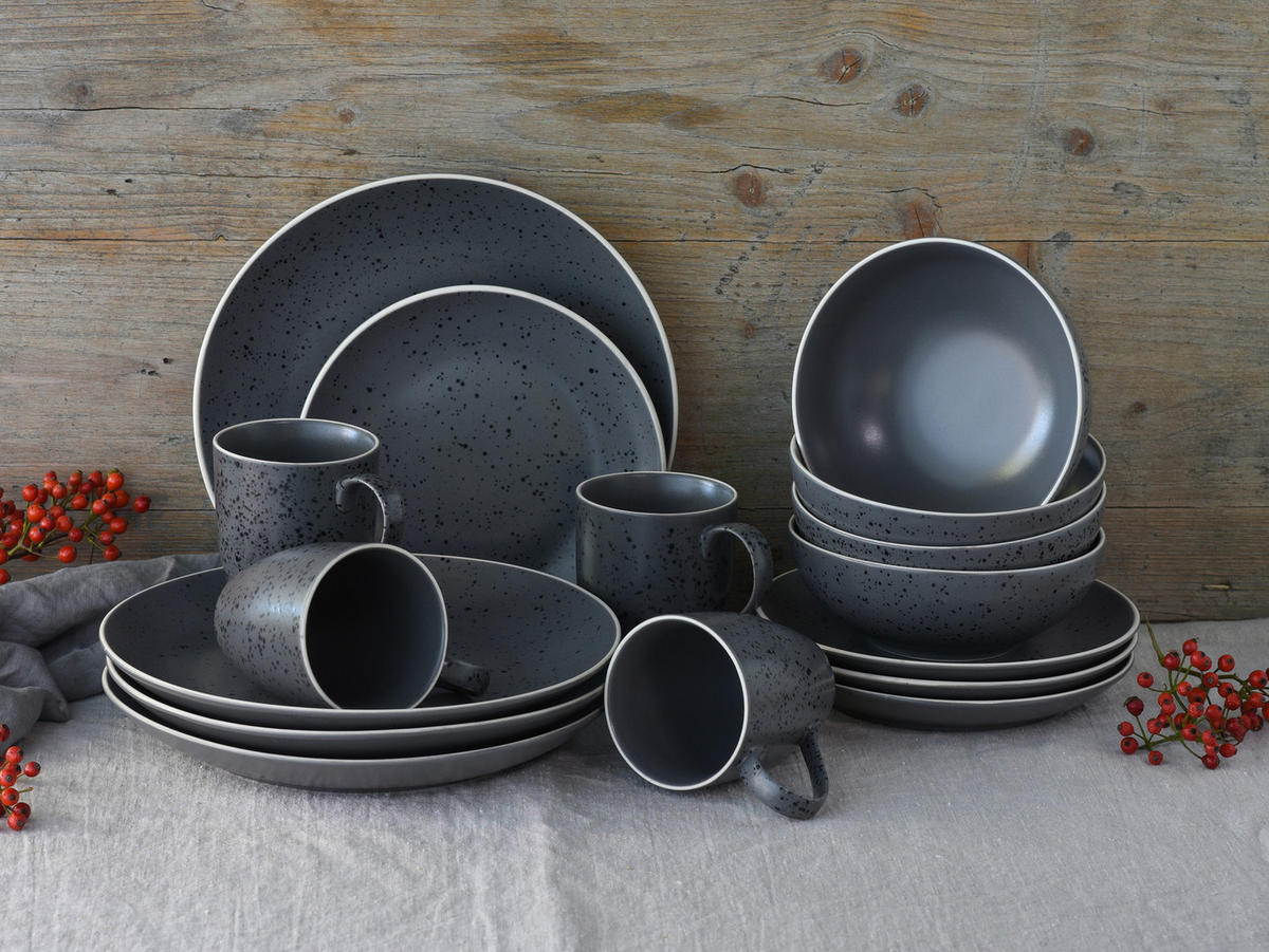 CreaTable Kombiservice INDUSTRIAL CHIC anthrazit Steinzeug 16 tlg. INDUSTRIAL CHIC - anthrazit - CreaTable