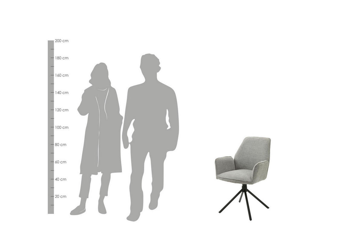 Stuhl BLAIR 2er-Set hellgrau schwarz Webstoff Metall B/H/T: ca. 57x89x61 cm BLAIR 2er-Set - hellgrau/schwarz (57,00/89,00/61,00cm) - byLIVING