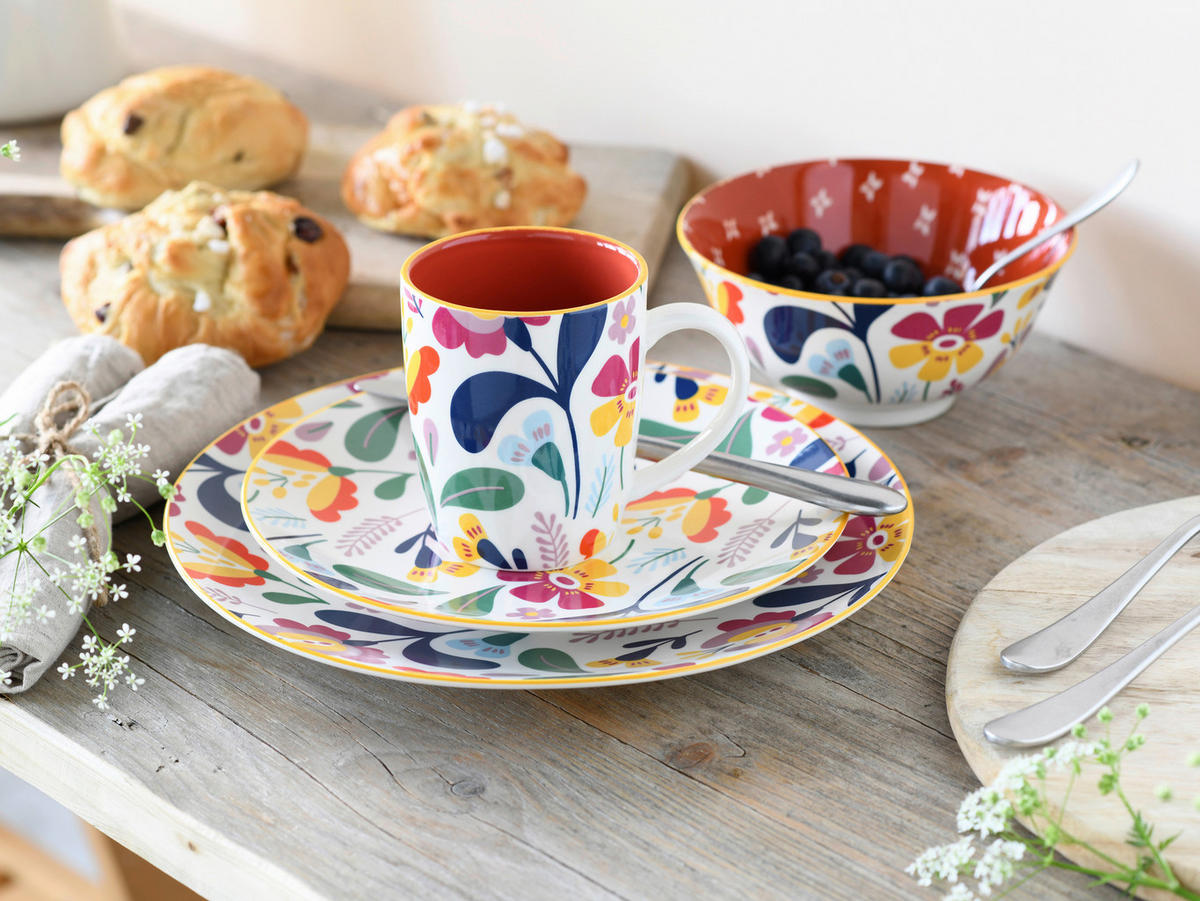 CreaTable Teller-Set Folklore bunt Steinzeug Folklore - bunt - CreaTable