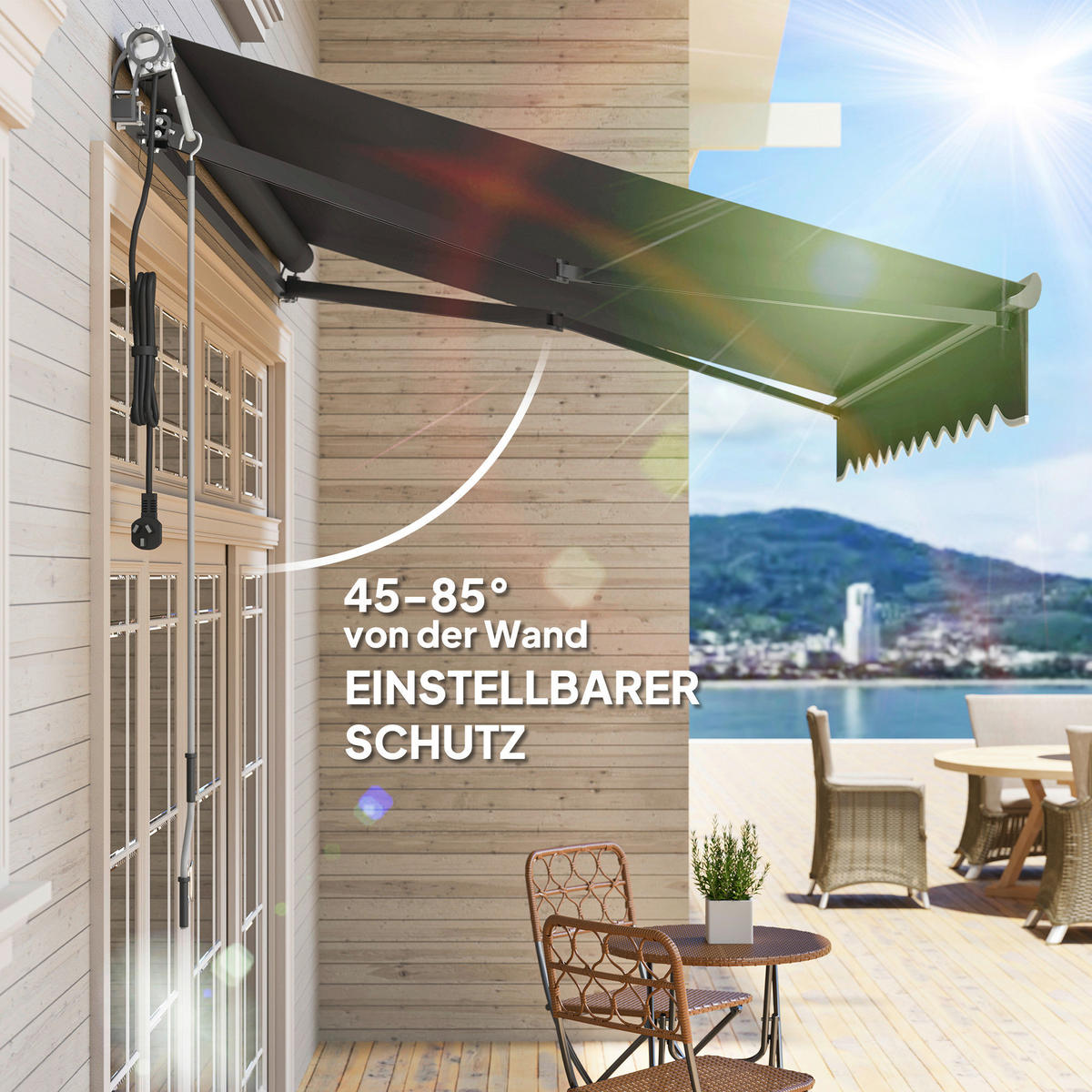 Outsunny Markise dunkelgrau B/H/L: ca. 250x150x296 cm Markise - dunkelgrau (296,00/250,00/150,00cm) - Outsunny