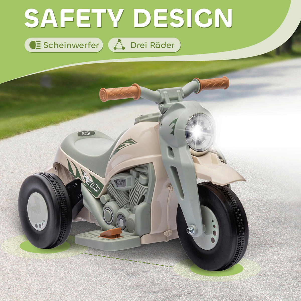 AIYAPLAY Elektromotorrad cremeweiß B/H/L: ca. 36x43,5x80 cm Elektromotorrad - cremeweiß (80,00/36,00/43,50cm) - AIYAPLAY