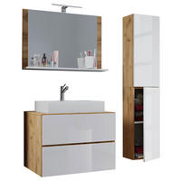 Waschplatz 4tlg-Lendas weiß weiß Eiche Honig Nachbildung B/H/T: ca. 80x52x52 cm 4tlg-Lendas - Eiche/weiß (80,00/52,00/52,00cm) - VCM Möbel