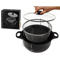 EH household Frittiertopf schwarz Stahl B/H/L: ca. 27x10,5x27,5 cm Frittiertopf - schwarz (27,50/27,00/10,50cm) - EH household