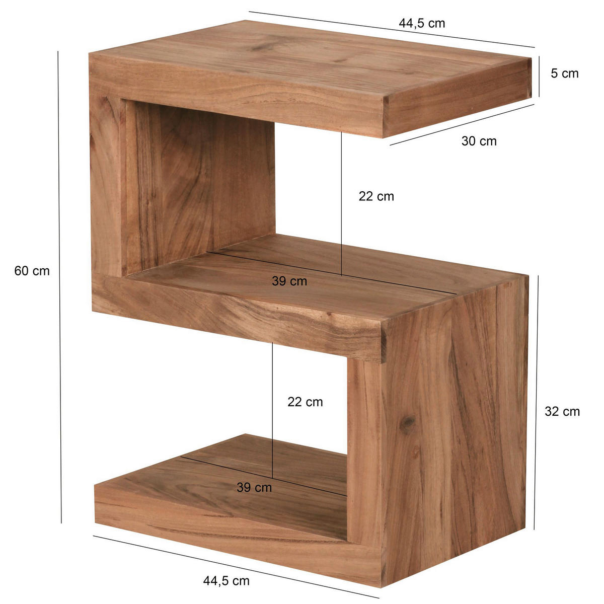 Beistelltisch natur Akazie B/H/T: ca. 44x60x30 cm Beistelltisch S Cube - natur (44,00/60,00/30,00cm) - Wohnling