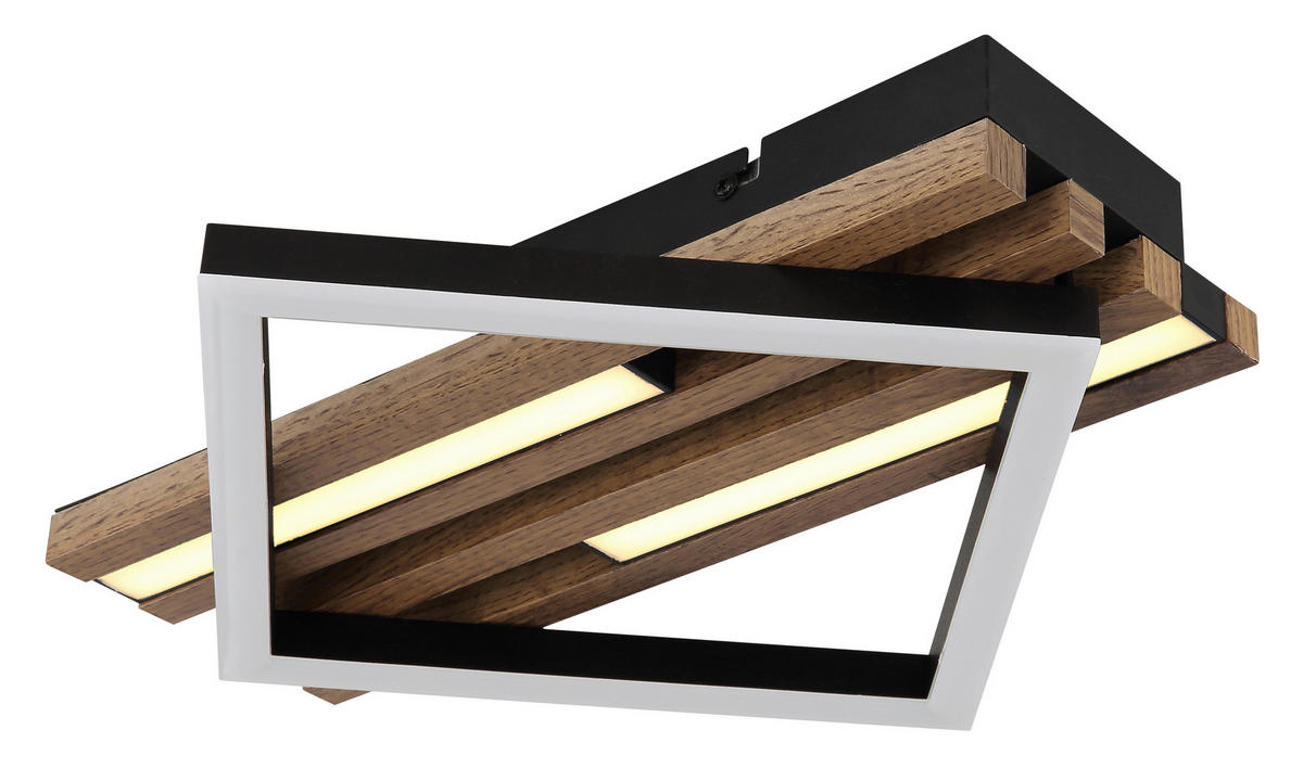 GLOBO LED-Deckenleuchte OBRIEN 67344D mattschwarz Opal Metall MDF Kunststoff B/H/L: ca. 33x7,5x31 cm 1 Brennstellen OBRIEN - Opal/mattschwarz (31,00/33,00/7,50cm) - GLOBO