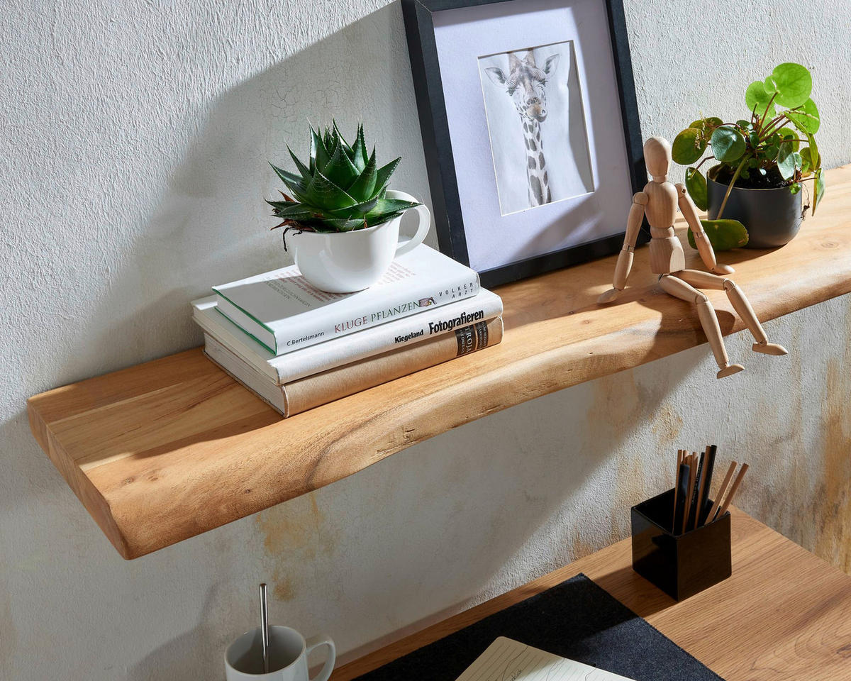 Wandregal braun Holz B/H/T: ca. 100x4x26 cm Wandregal - braun (100,00/4,00/26,00cm) - Wohnling