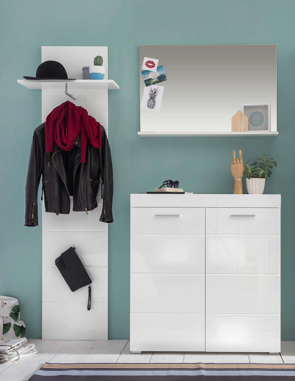 Schuhschrank Amanda weiß Hochglanz weiß B/H/T: ca. 91x97x38 cm Amanda - weiß (91,00/97,00/38,00cm) - Trendteam