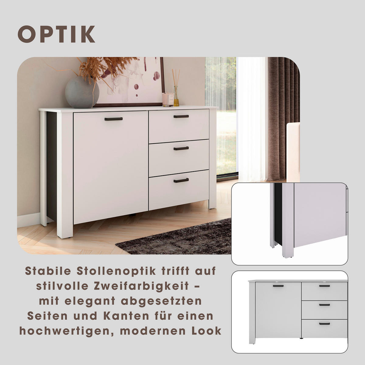 Sideboard FARO weiß schwarz B/H/T: ca. 140x84x40 cm FARO - weiß/schwarz (140,00/84,00/40,00cm) - byLIVING