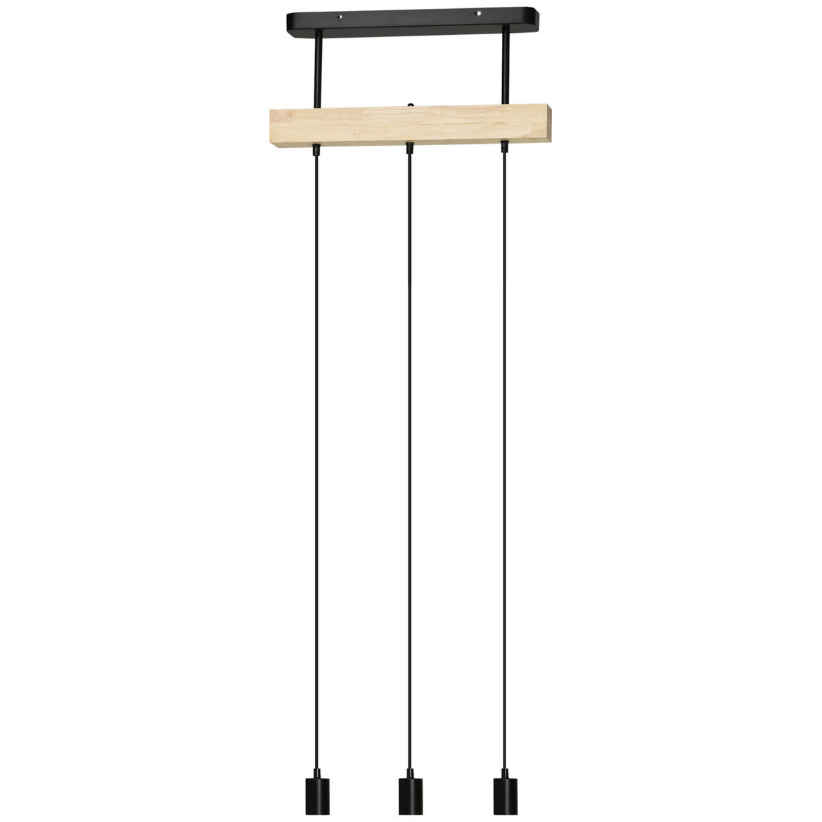 HOMCOM Pendelleuchte schwarz Metall Holz B/H/T: ca. 8x33x50 cm Pendelleuchte B31-435V90BK - schwarz (8,00/33,00/50,00cm) - HOMCOM