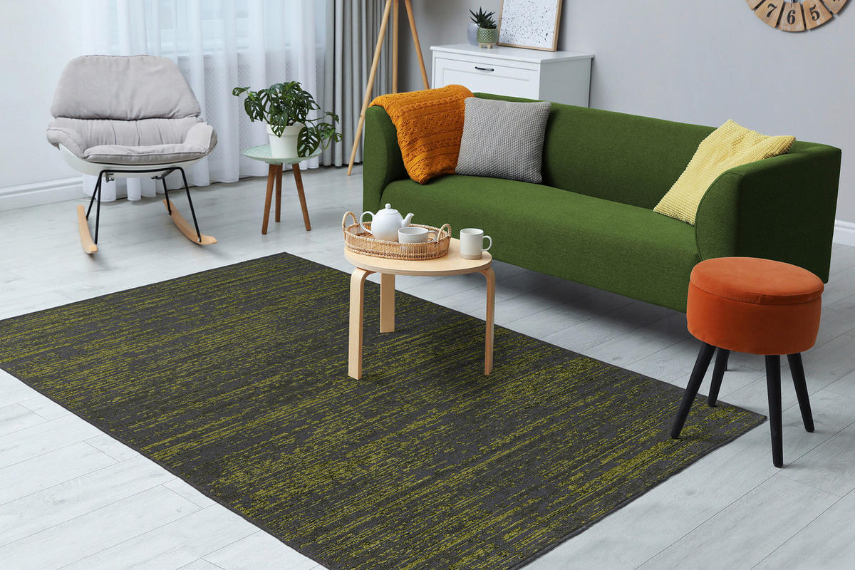 Kayoom Flachflorteppich Kalea 125 grün B/H/L: ca. 80x0,8x150 cm Kalea 125 - grün (150,00/80,00/0,80cm) - Kayoom