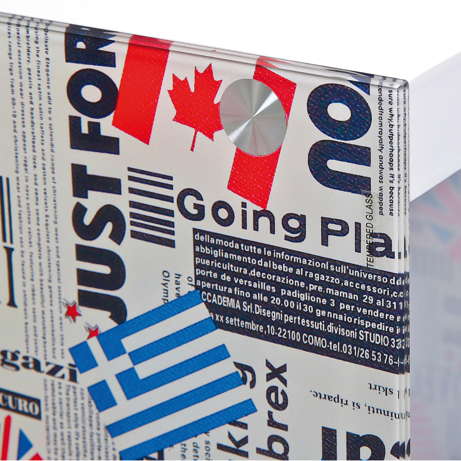 Thumbnail - Beistelltisch Logo weiß Glas MDF B/H/T: ca. 38x46x33,5 cm