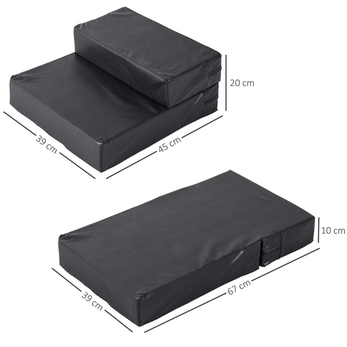 PawHut Hundetreppe schwarz Schaumstoff B/H/L: ca. 39x20x67 cm Hundetreppe - schwarz (67,00/39,00/20,00cm) - PawHut