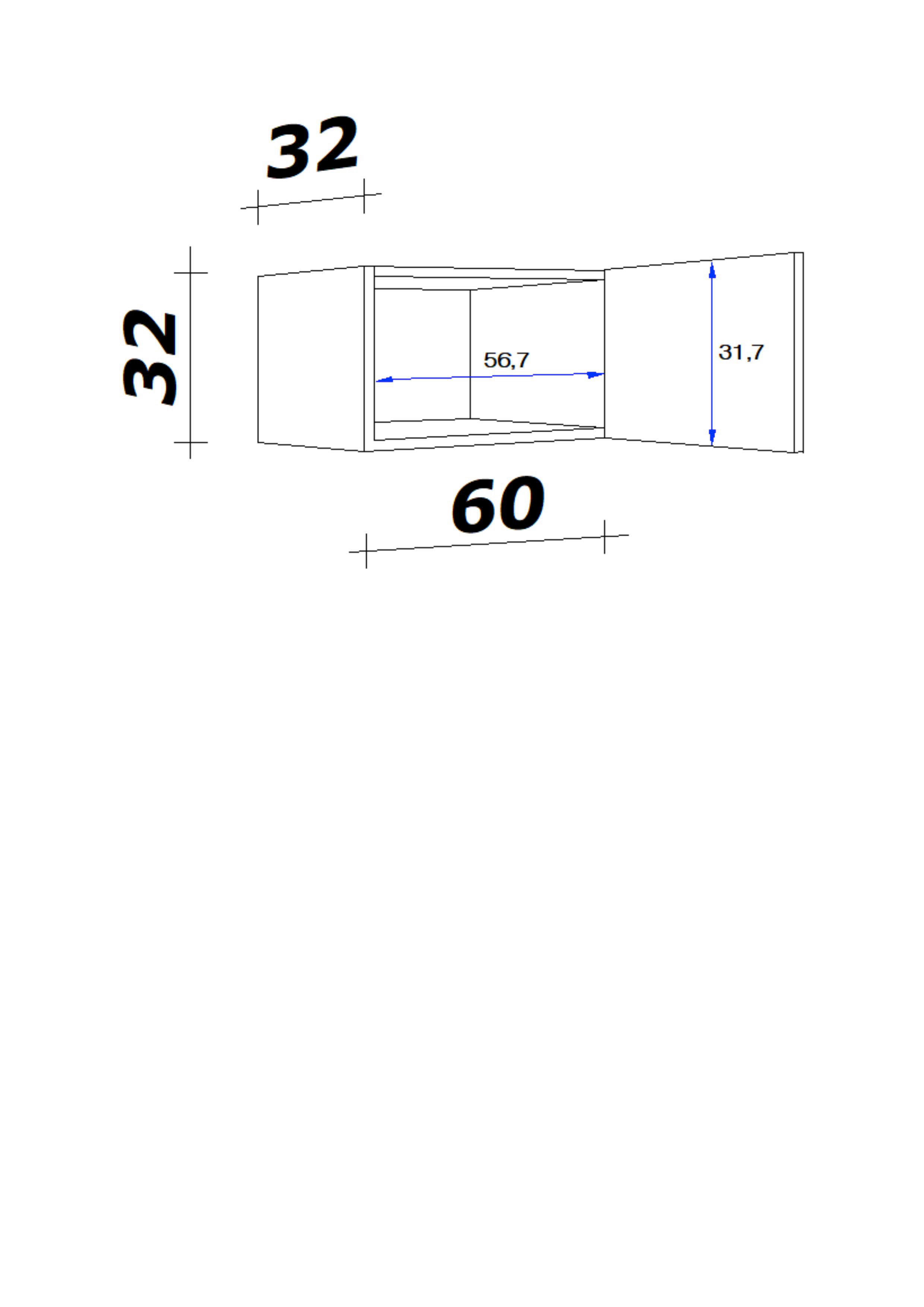 Hängeschrank Valero weiß Hochglanz B/H/T: ca. 60x32x32 cm Valero - Eiche/weiß (60,00/32,00/32,00cm) - Flex-Well