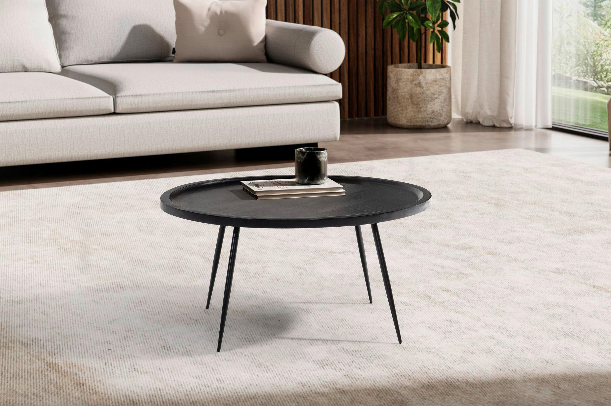 Couchtisch schwarz H/D: ca. 38x75 cm Couchtisch - schwarz (75,00/38,00cm) - Wohnling