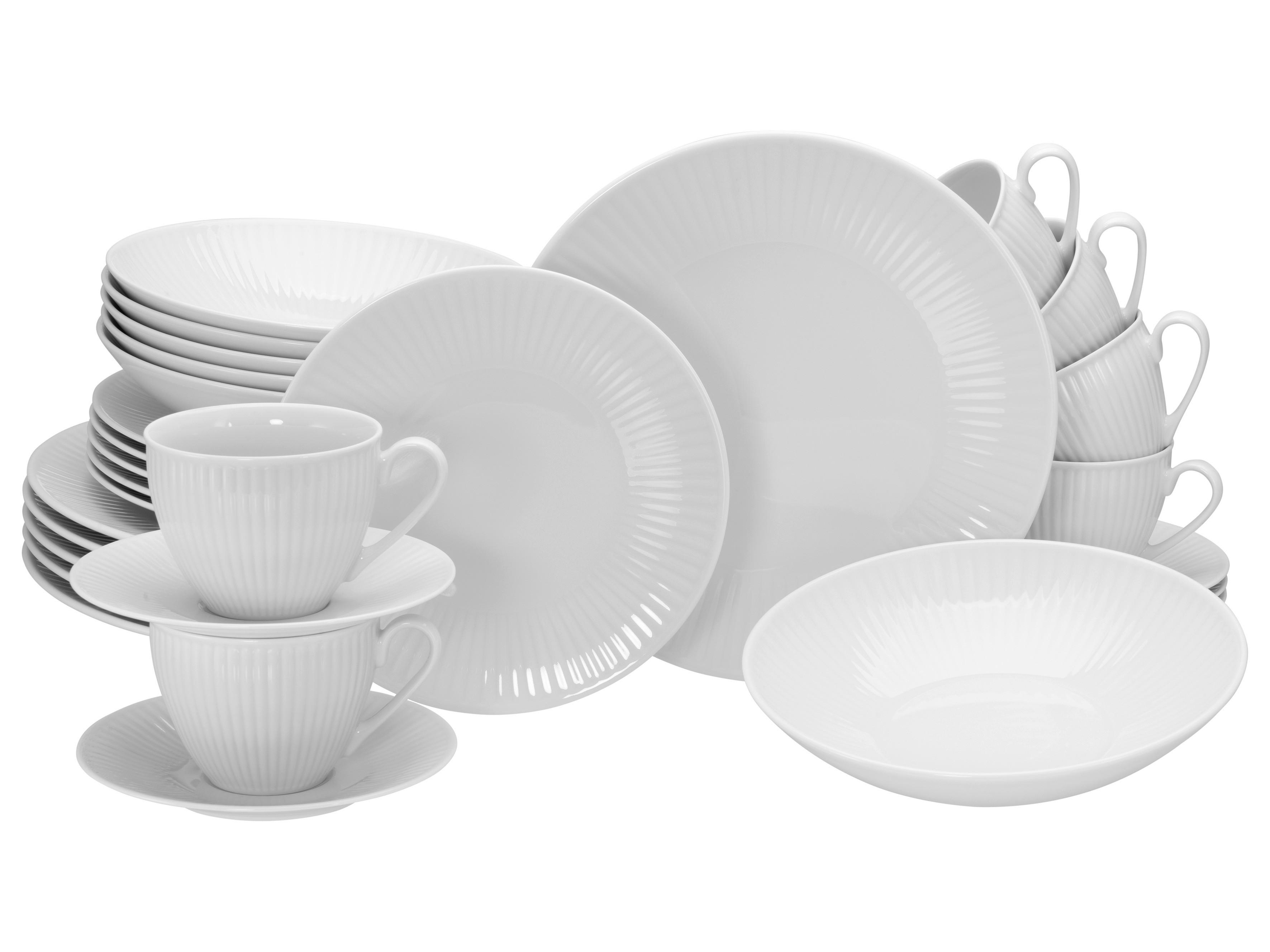 CreaTable Kombiservice Valencia weiß Porzellan 30 tlg. Valencia - weiß - CreaTable