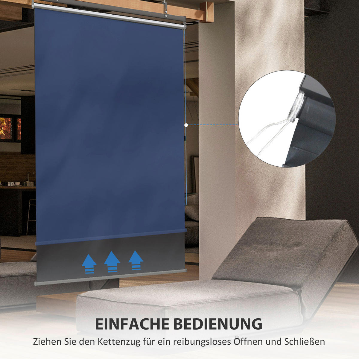 Outsunny Senkrechtmarkise mit Stahlrahmen dunkelgrau B/H/L: ca. 38x222x124 cm Senkrechtmarkise_mit_Stahlrahmen - dunkelgrau (124,00/38,00/222,00cm) - Outsunny