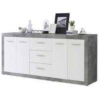 Sideboard  Beton Optik weiß B/H/T: ca. 207x92x41 cm Finley_Sideboard FEYK251-C264 - weiß (207,00/92,00/41,00cm)