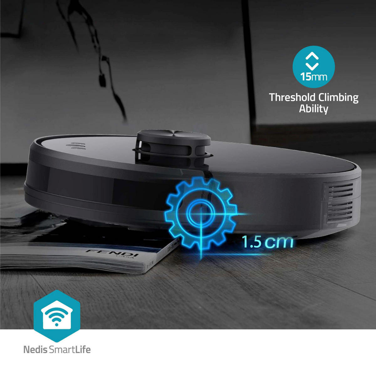 Nedis Roboter-Staubsauger schwarz Polypropylen B/H/L: ca. 33,1x33,3x9,6 cm SmartLife - schwarz (9,60/33,10/33,30cm) - Nedis
