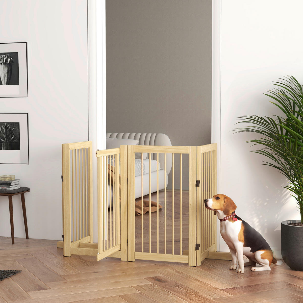 PawHut Schutzgitter natur Kiefer B/H/L: ca. 36x91x220 cm Schutzgitter - natur (220,00/36,00/91,00cm) - PawHut