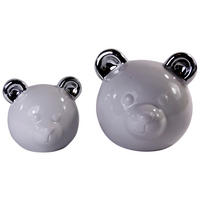 Glas-Art Deko-Figur silber Keramik Deko-Figur_Bär - silber - Glas-Art