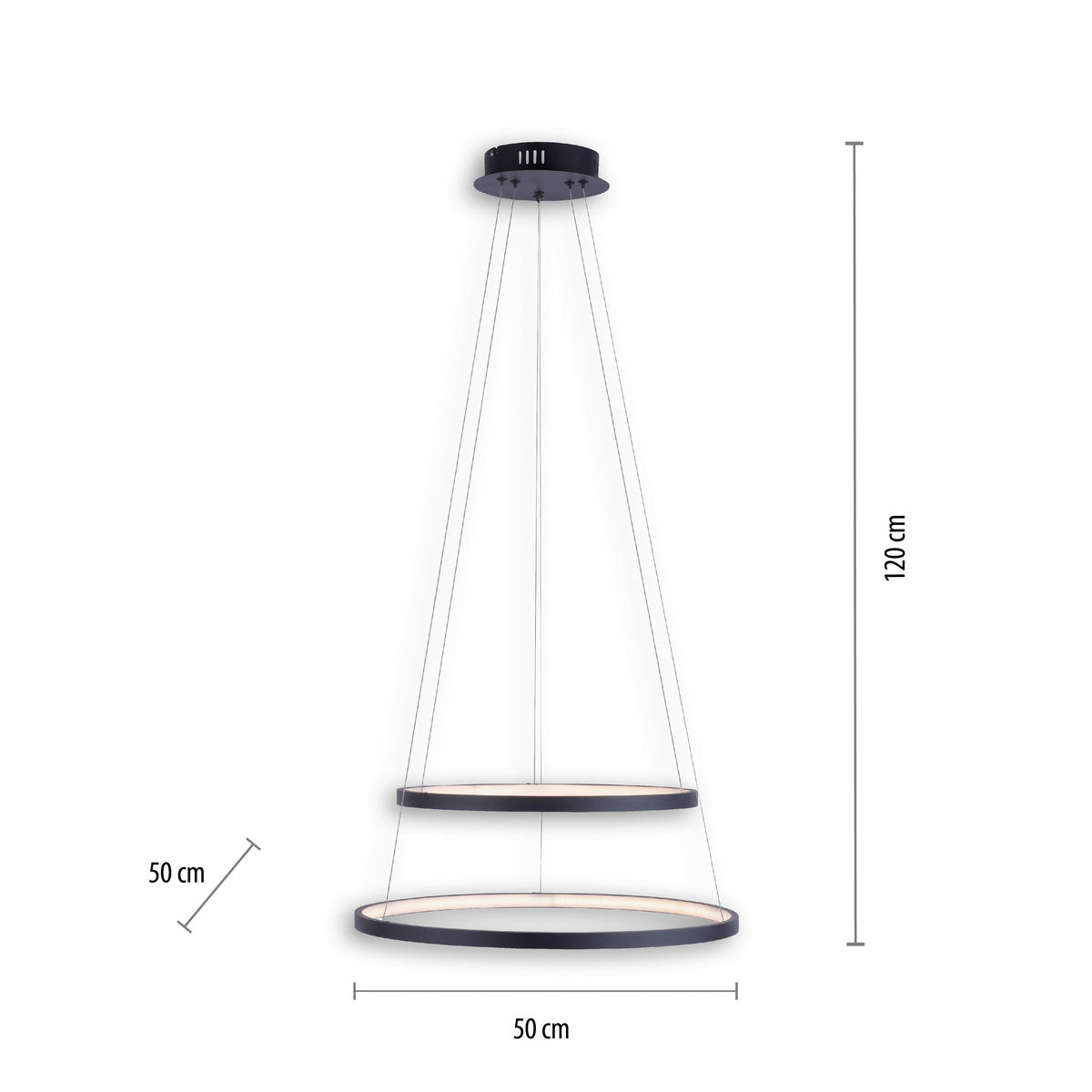 Just Light LED-Pendelleuchte CIRCLE 11525-13 weiß anthrazit Metall Kunststoff H/D: ca. 120x50 cm 2.0 Brennstellen CIRCLE - weiß/anthrazit (50,00/120,00cm) - Just Light