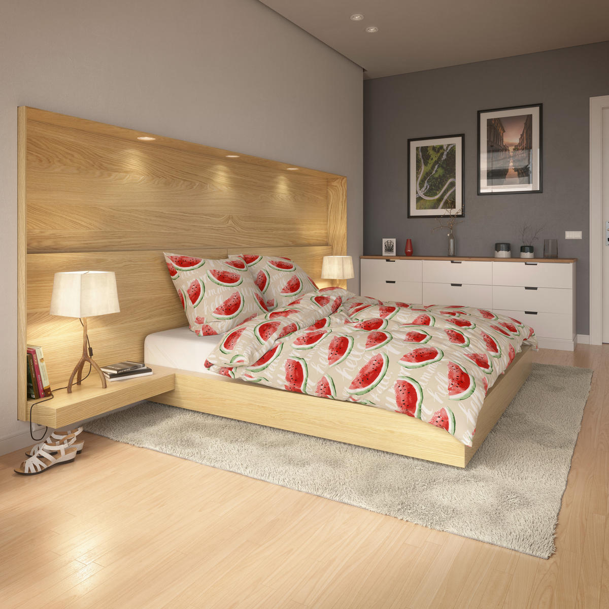 Microfaser Bettwäsche Bettwäsche_Microfaser Melone - beige/rot (135,00/200,00cm)